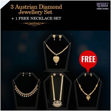 3 Austrian Diamond Jewellery Set + Free Necklace Set (4AUD9)