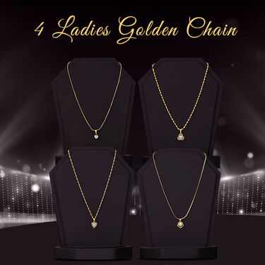 4 Ladies Golden Chain + Free 4 Golden Austrian Diamond Pendant (4LGCFP3)