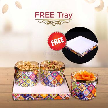 Dry Fruit Store & Serve Set of 4 with Free Tray - Pick Any One (4ASS1)