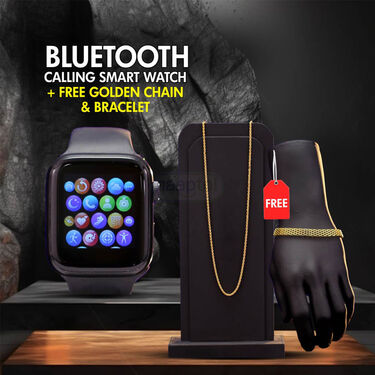 Bluetooth Calling Smart Watch T500+Golden Chain Golden Bracelet (BCSW23)