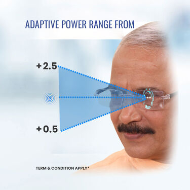 Rimless Bifocal Adaptive Power Reading Glasses + Free Wireless Bluetooth Earpod With Inbuilt Charging Case (BORG4WP)