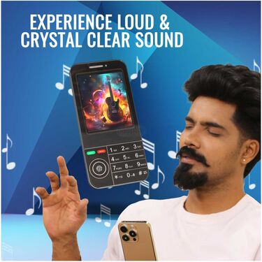 Big Screen Super Big Battery Designer Dual Sim Mobile + FREE Wireless Bluetooth Earpod with Charging Case and Inbuilt Powerbank (K999M10)