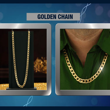 Golden Chain + Bracelet + Ring with Free Watch (GCBRW2)