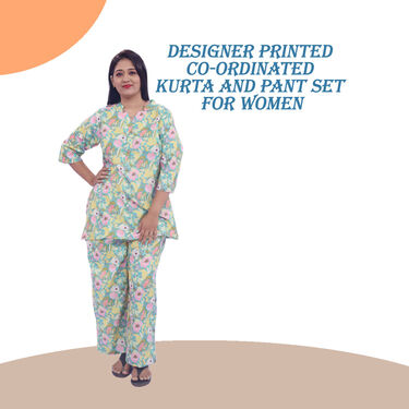 Designer Printed Co-Ord Kurta and Pant Set for Women (KPS1)