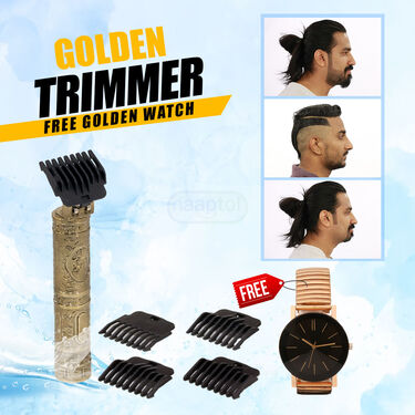 Stylish Golden Trimmer + Golden Watch (PMTW1)