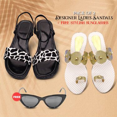 Pack of 2 Designer Sandals + Free Stylish Sunglasses (LSW7)