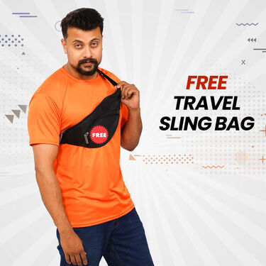 Pack of 5 Round Neck T-shirts with Travel Sling Bag Free (5RTB-1)