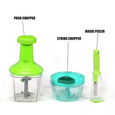 10 Sec Onion & Veg Push Chopper + Onion & Vegetable Chopper + Peeler (PC8)