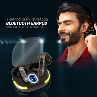 Transparent Wireless Bluetooth Earpods with Inbuilt Screen And Lights (TWS26)