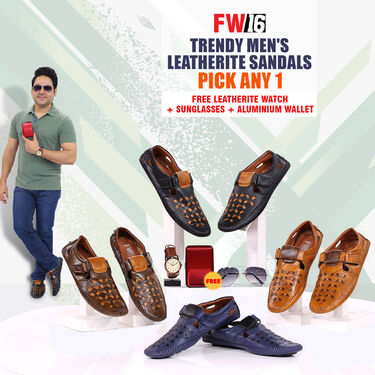 Trendy Men's Leatherite Sandals - Pick Any 1 + Free Leatherite Watch + Sunglasses + Aluminium Wallet (SW72)