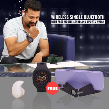 Wireless Single Bluetooth with Free Mobile Stand And Sports Watch (WSB1)